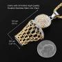 HZMAN Mens 18k Gold Silver Plated Basketball Rim CZ Inlay Pendant Hip Hop Box Chain
