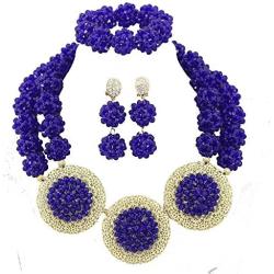 Africanbeads 2 Rows Crysatl Ball African Beads Jewelry Set,Nigerian Bridal Jewelry Set,African Wedding Jewelry Set