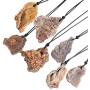 Nupuyai Natural Raw Stone Necklace for Women Men, Irregular Rough Healing Crystal Pendant with Adjustable Cord