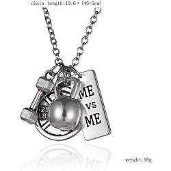 RINHOO FRIENDSHIP Stainless Steel Fitness Keychains with Quotes Weight Plate Dumbbell Kettlebell Charms Keyring