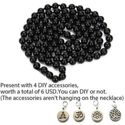 BALIBALI 8MM 108 Mala Beads Necklace Semi-Precious Gem Stones Mala Meditation Necklace 108 Hand Knotted Japa Yoga Beaded Necklace