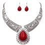 Rosemarie Collections Women’s Southwest Teardrop Howlite Stone Statement Necklace Earrings Set
