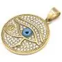 GUNGNEER Goldtone Round Pendant Eye of Horus Necklace Symbol of Protection Egyptian Pharaoh Stainless Steel Jewelry