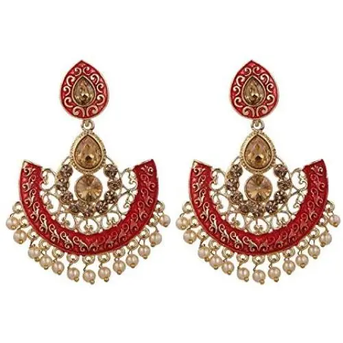 Efulgenz Indian Bollywood Antique Gold Tone Wedding Faux Pearl Crystal Rhinestone Dangle Chandbali Earrings Jewelry Set Efulgenz Indian Bollywood Antique Gold Tone Wedding Faux Pearl Crystal Rhinestone Dangle Chandbali Earrings Jewelry Set