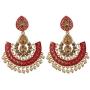 Efulgenz Indian Bollywood Antique Gold Tone Wedding Faux Pearl Crystal Rhinestone Dangle Chandbali Earrings Jewelry Set