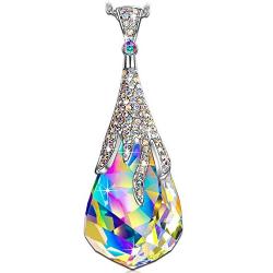 Kate Lynn Gifts for Her Valentines Day Colorful Droplets Pendant Necklaces for Women Crystal Jewelry for Teen Girl Daughter 17.5''+2.0'' with Gift Box, Soft Cloth