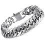 Hermah Heavy Mens Bracelet Chain 316L Stainless Steel Silver Gold Black Color Punk Double Curb Cuban Rombo Link 10/15mm 7-11inch