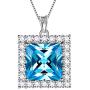 Aurora Tears 925 Sterling Silver 12 Birthstone Necklace Women Birthday Square Pendant Birth Stone Dating Jewelry