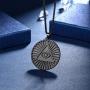 beautlace Evil Eyes Triangle Necklace Silver/18K Gold/Black Gun Plated Round Coin Pendant Jewelry Gifts for Men and Women KP0140