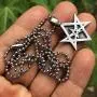 Thelema Jewelry Unicursal Hexagram Seal of Orichalcos unicursally six pointed star Celt Protection Amulet Pewter Boys Mens Womens Pendant Necklace Charm for men women boys girls w Silver Ball Chain