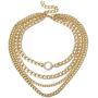 Fuqimanman2020 Gold Punk Layered Chunky Chain Necklace Lightweight Multilayer Statement Collar Necklace for Women Girls Jewelry