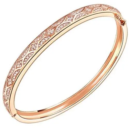 Lavencious Arts Design Bangle Bracelet Evening Party Bling Gold Plated Elegant Jewelry 7''