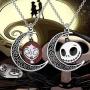 BEKECH Jack and Sally Nightmare Before Christmas Movie Lovers Gift Jack and Sally Crescent Moon Pendant Necklace Set for Couple Remembrance Love Gift&