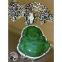 Iced Laughing Buddha Icy Green Jade Pendant Necklace Rope Chain Genuine Certified Grade A Jadeite Jade Hand Crafted, Jade Necklace, 14k Gold Filled Laughing Jade Buddha Necklace, Silver Jade Medallion, Fast Prime Shipping, Green Jade Necklace