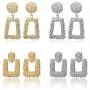 KWHY Statement Drop Earrings Large Metal Crystal Geometric Dangle Earrings Silver/Gold for Women Girls KWHY Statement Drop Earrings Large Metal Crystal Geometric Dangle Earrings Silver/Gold for Women Girls