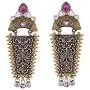 Aheli Tribal Oxidized Danglers Studded with Faux Stone Indian Bohemian Vintage Ethnic Fashion Jewelry for Women
