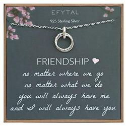 EFYTAL Best Friend Gifts, Sterling Silver Studded Ring Interlocking Circles Necklace, Friendship Necklaces, Bridesmaid Gift, Pendant Jewelry for Her