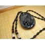 100% Pure Natural Obsidian Pendant Necklace Obsidian Crystal Pendant Necklace Pattern with Bead Chain for Men or Women
