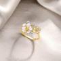 Santuzza Orchid Rings 925 Sterling Silver Elegant White Flower Delicate Enamel Ring Cubic Zirconia Jewelry for Women