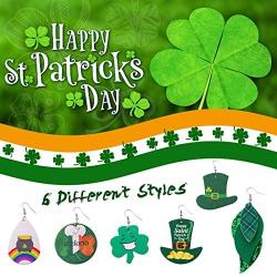 ZWGYS St Patricks Day Earrings Green Clover Leather Earrings For Women Girls Lucky Rainbow Earrings Drop Dangle Earrings Saint Patricks Day Gifts 12 Pairs