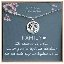 EFYTAL Grandma Gifts, 925 Sterling Silver Family Tree of Life Necklace, Mothers Day Jewelry Gift Ideas