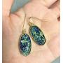Unique Dangle Druzy Earrings with Glitter Gold Tone, Drop Earring Hooks Jewelry Birthday Gifts by Fomissky