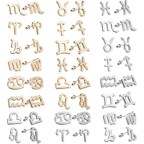 26/24 Paris Assorted Multiple Pack Initial Letter Stainless Steel Stud Earrings for Girls - Simple Chic Alphabet Letter Initial Earring Set for Teens Girls