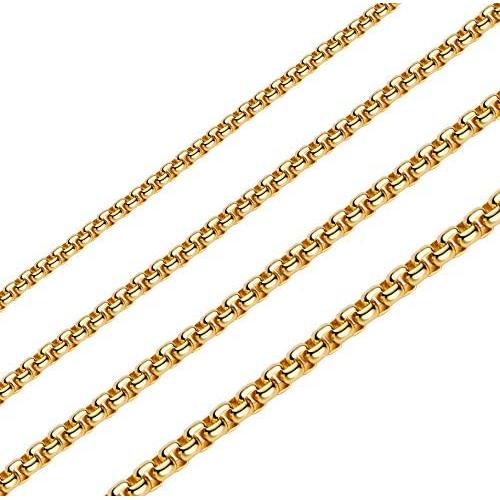 2MM 3MM 4MNM 5MM Square Rolo Chain Stainless Steel Round Box Necklace Men Women Jewelry