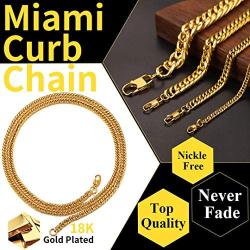 ChainsHouse Miami Cuban Link Chain 6MM-14MM Chunky Stainless Steel/18K Gold Plated Curb Necklace Jewelry for Mens Boys Womens 18-30'', Send Gift Box