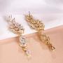 CZ Bridal Earrings for Wedding 14k White Gold Plated Wedding Earrings for Bride Bridesmaids Crystal Cubic Zirconia Rhinestone Cluster Floral Leaf Earrings Elegant Bridal Jewelry for Women Girls