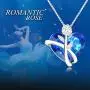 AOBOCO Sterling Silver Rose Flower Butterfly Necklaces for Women with Swarovski Crystals, Jewelry Gift for Wife Girlfriend