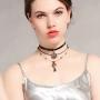 QEPOL Multilayer Fashion Vintage Hademade Women Multilayer Necklace Star Teardrop Chain & Leather Choker Necklace Layer for Women Jewelry