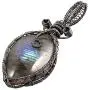 Nupuyai Natural Labradorite Necklace for Unisex, Handmade Wire Wrapped Irregular Healing Stone Pendant with Chain 19''