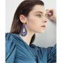 ZRosse 2 Pairs Lightweight Natural Wooden Dangle Earrings Sets Statement African Engraving Hollow Teardrop Wood Drop Earring for Women Girls