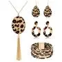 Leopard Necklace Earrings Wrap Bangle Bracelets for Women Leather Drop Earrings Resin Acrylic Earrings Long Tassel Pendant Necklace Statement Print Leopard Jewelry Set Leopard Necklace Earrings Wrap Bangle Bracelets for Women Leather Drop Earrings Resin Acrylic Earrings Long Tassel Pendant Necklace Statement Print Leopard Jewelry Set