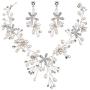 BriLove Womens Bohemian Boho Crystal Teardrop Freshwater Cultured Pearl Handmade Filigree Flower Choker Necklace Dangle Earrings Set BriLove Womens Bohemian Boho Crystal Teardrop Freshwater Cultured Pearl Handmade Filigree Flower Choker Necklace Dangle Earrings Set