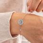Daisy Bracelets, 925 Sterling Silver Cubic Zirconia Link Little Sunflower Bracelets Dainty Jewelry Gift for Women