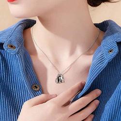 POPLYKE Penguin Gifts for Women Girls Sterling Silver Penguin Family Heart-Shaped Pendant Necklace Jewelry for Mom Daughter