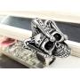Flongo Mens Punk Stainless Steel Silver Black Gothic Joker Clown Band Ring