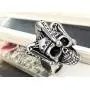 Flongo Mens Punk Stainless Steel Silver Black Gothic Joker Clown Band Ring