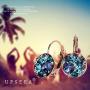 UPSERA Rose Gold Plated Crystals from Swarovski Multicolored Leverback Dangle Hoop Earrings