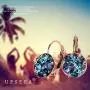 UPSERA Rose Gold Plated Crystals from Swarovski Multicolored Leverback Dangle Hoop Earrings UPSERA Rose Gold Plated Crystals from Swarovski Multicolored Leverback Dangle Hoop Earrings
