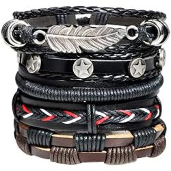 MRSXXNT Wrap Bracelets Mens Women Cowhide Multi-Layer Braided Leather Bracelet Bangle Adjustable Bracelet