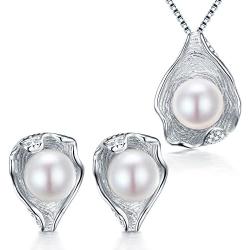 Stunning Flawless Pearl Stud Earrings & Silver Chain Pendant Set| Impeccable Quality Natural, Flawless Freshwater Pearl & 925 Sterling Silver| The Most Unique Fashion Jewelry Set All Women Must Have