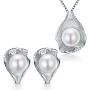 Stunning Flawless Pearl Stud Earrings & Silver Chain Pendant Set| Impeccable Quality Natural, Flawless Freshwater Pearl & 925 Sterling Silver| The Most Unique Fashion Jewelry Set All Women Must Have