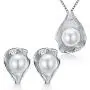 Stunning Flawless Pearl Stud Earrings & Silver Chain Pendant Set| Impeccable Quality Natural, Flawless Freshwater Pearl & 925 Sterling Silver| The Most Unique Fashion Jewelry Set All Women Must Have