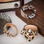 Hicarer 5 Pieces Leopard Tube Bracelet Multilayer Leather Cuff Bracelet Boho Leopard Wrap Bracelet