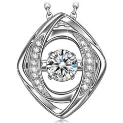 DANCING HEART Valentines Day Necklace for Girls ✦Guardian from Star✦ Jewelry Gifts for Women Round Simple Pendent Necklaces AAA CZ for Women Fashion Women Jewelry Gifts