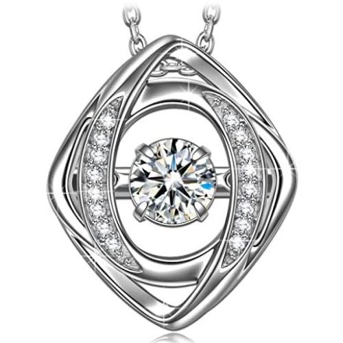 DANCING HEART Valentines Day Necklace for Girls ✦Guardian from Star✦ Jewelry Gifts for Women Round Simple Pendent Necklaces AAA CZ for Women Fashion Women Jewelry Gifts