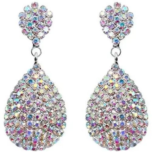 1920s Earrings Great Gatsby Earrings Art Deco Earrings Clip On and Pierced Rhinestone Crystals Teardrop Earrings Dangle Earrings Statement Chandelier Drop Earrings for Women